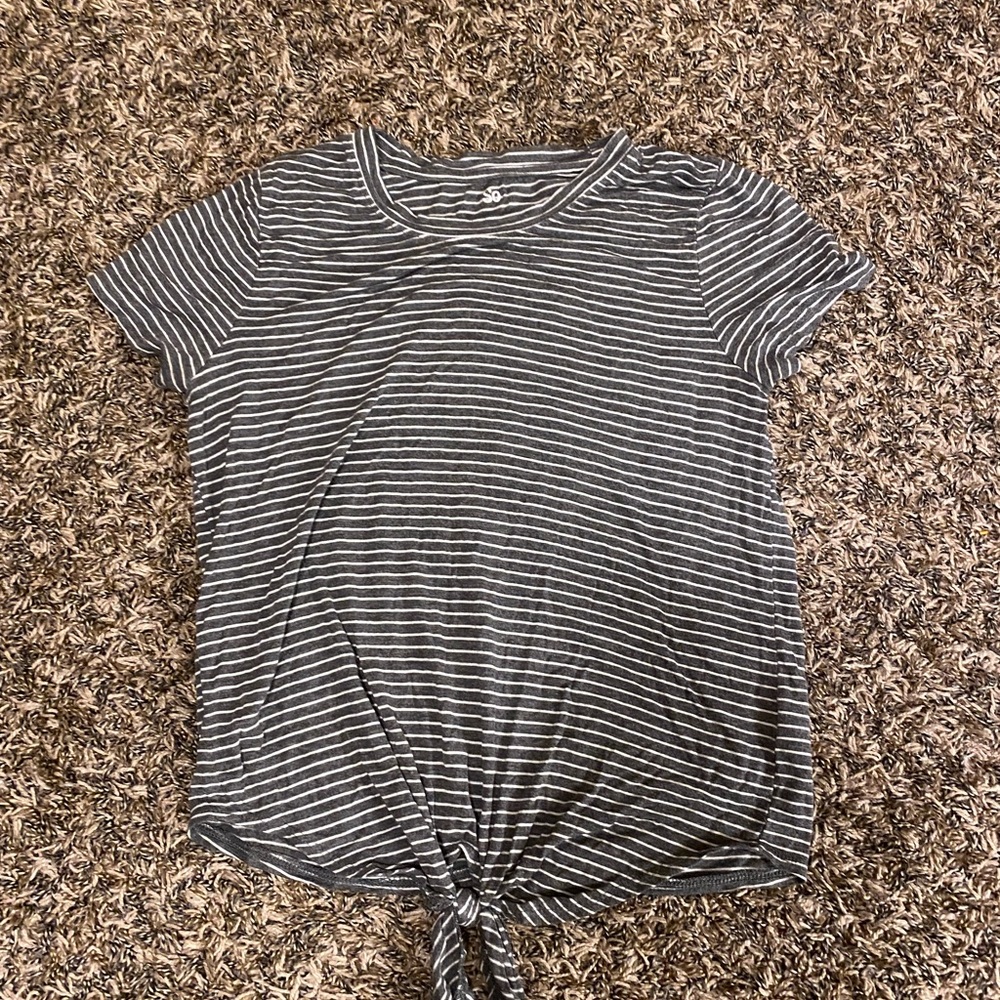 SO brand white and gray stripped shirt with tie know at the bottom. Hardly worn.